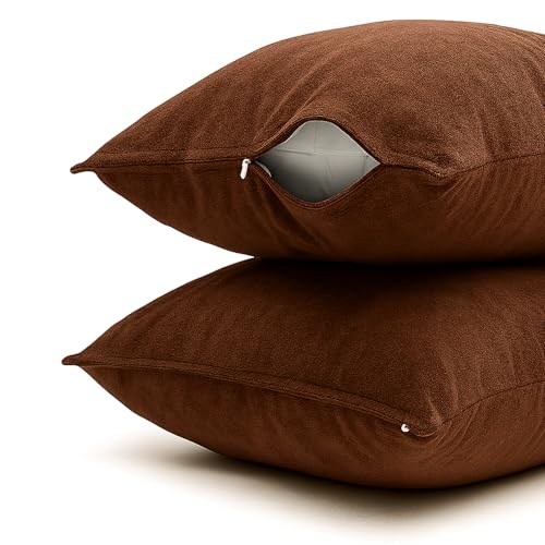 Image of The Maximus Waterproof & Dustproof Terry Cotton Pillow Protector Cover with Zipper Closure || Standard Size Pillow Protector || Pillow Cover Set of 2, Coffee (18 inch x28 inch)