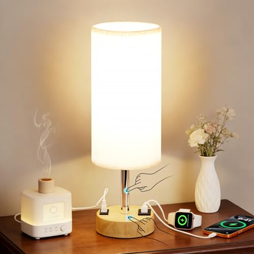 MOICO Table Lamp for Bedroom, Touch Nightstand Lamp with 10W USB Charging