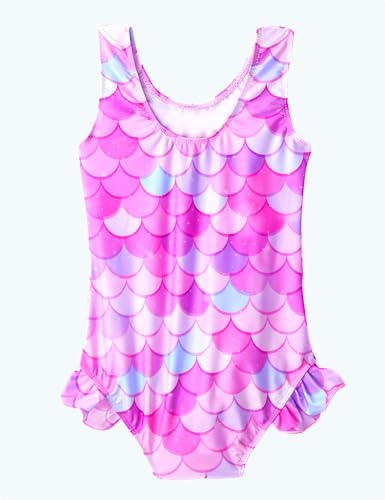 Image of Snowheart Girls Bathing Suit Toddler Swimsuit Girl Hawaiian Floral Ruffle One-Piece Breathable Swimwear 4-10T