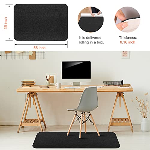 Vicwe Chair Mat, 1/6" Thick 35"X55" Office Home Chair Mat For Hard Floor Protection, Anti-Slip, Multi-Purpose Floor Mat For Porch, Study,Restauran,Office (Black) #TOP4
