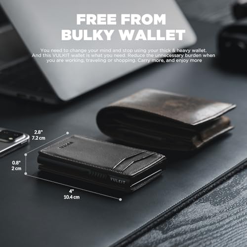 Image of VULKIT Men's Slim Wallets Pop Up Card Holder RFID Blocking Metal Wallet Minimalist Design Holds Up to 11 Cards