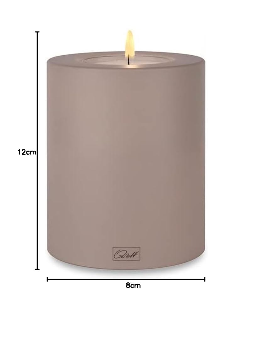 QULT FARLUCE Teelichthalter Trend Colour – Ø 8 Cm, Höhe 9 Cm, In Taupe, Aus Kunststoff, Inkl. 1 Teelicht