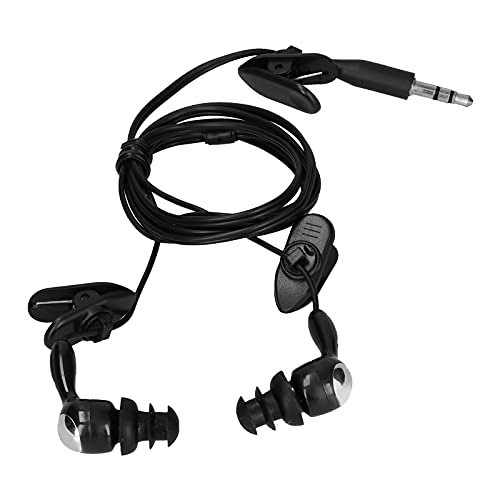BTOSEP Auriculares con clasificación IP68, diseño ergonómico para natación, correr, surf, con enchufe de 3,5 mm y tapones reemplazables para los oídos (negro)