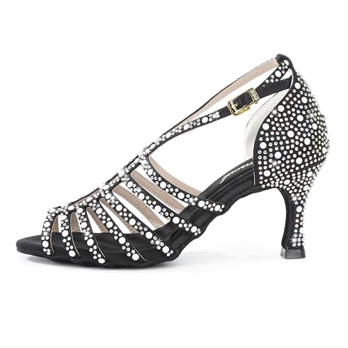 Latinsoul Y205-32 Women's Elegant Crystal Embellished Latin Dance High Heel Shoes Comfortable Adjustable Ankle Strap Dance Sandals for Ballroom Dancing2