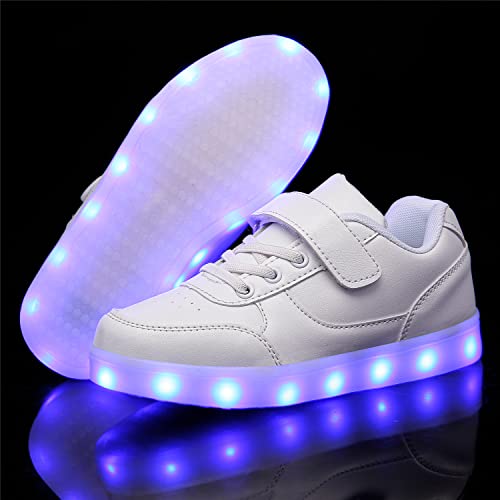 Kimpuzar Kids Led Light Up Shoes Usb Charging Flashing Led Sneakers For Boys Girls Toddler Child Kpkid618-White-34 #TOP1