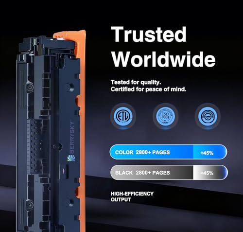 Image of BERRYSKY 410A Toner Cartridges High Yield 4 Pack with Chip Replacement for HP 410A 410X Toner Cartridge Color Laser Jet Pro MFP M477fnw Toner M477fdw M477fdn M452dn M452nw M477 M377 Printer