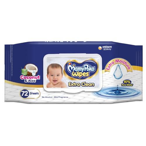 Image of MamyPoko Diaper Extra Absorb NB /XS 17 Count Baby Wipes Extra clean 72