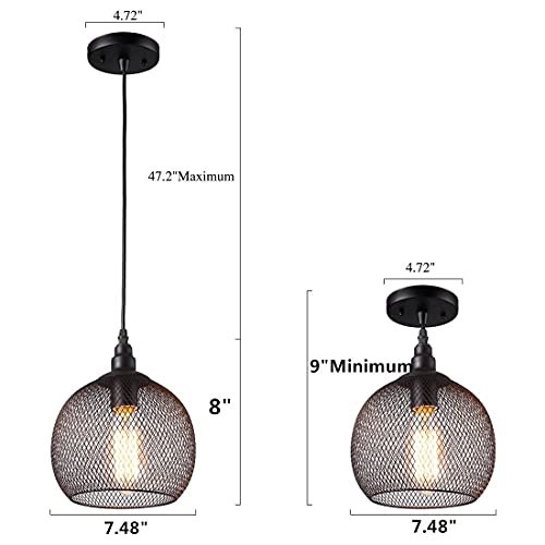 Lustre suspension industrielle cage noire pour éclairage intérieur moderne - 6