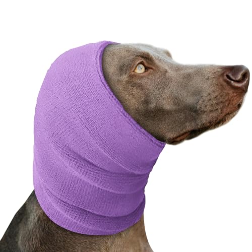 Voarge Haustier-Bandana,Hund Ohrenschützer für Hunde Gehörschutz,für Hunde-Angst, Fellpflege, Ohrenschützer, Hundeohrschutz, Beruhigend (Lila, S)