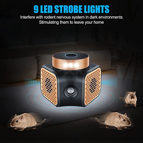 4 Pack Mouse Repellent Ultrasonic Rodent Repellent Indoor Mice Repellent Plug In Squirrel Pest Repeller Electronic Mouse Deterrent 9 Strobe Lights Predator For Attic Garage House Apartment (Brown) #TOP4