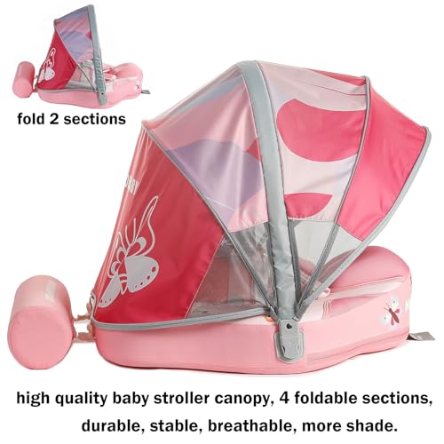Mambobaby Float with Canopy Newest Size Improved Non Inflatable Infant Baby Pool Float Smart Mambo Float Swim Trainer Add Tail Baby Swim Float Mambo Baby Float Solid Air Free Water Waist Swimming Ring