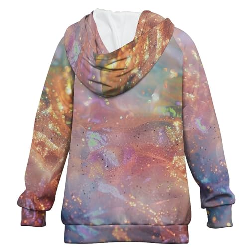 Rainbow Color Glitter SparkleChildren's Raglan Sleeve Hoodie, Suitable for Home And Outdoor Use14-15Y2
