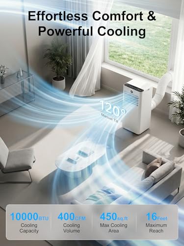 Image of MEPTY 10000BTU Portable Air Conditioners, Portable AC Unit with Dehumidifier, Sleep Mode, 24H Timer, Cools Room up to 450 sq.ft, Room Air Conditioners with Self-evaporation System for Bedroom