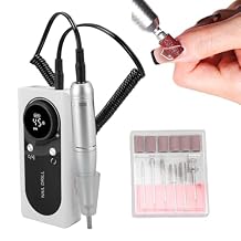 Electric Nail Drill Machine Portable, Rechargeable 45000rpm Speed Manicure Pedicure Kit, Nail Grinding Tool with Multiple Grinding Heads, for Nail Grind Trim Polish