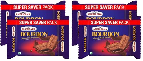 Image of Americana Premium Bourbon Chocolate Sandwich Biscuits, 500g x 4 Packet : 1kg - Rich Creamy Filling, Crispy Cocoa Biscuits, Vegetarian Tea Time Snack