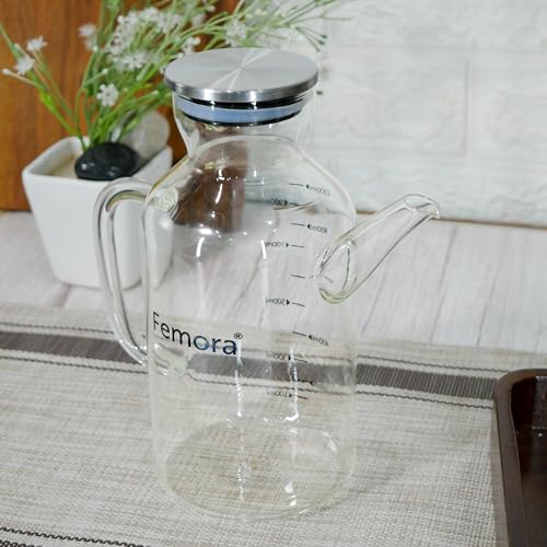 Image of Femora Oil Dispenser | Glass Oil Bottle | 1 Year Warranty | Cooking Oil Dispenser 1000ml Pack of 1 Oil Bottle, Transparent