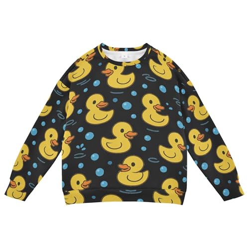 JUNZAN Yellow Rubber Duck Dark Little Kids Hooded Sweatshirt Crewneck Boys Sweat Shirt Camping 4T
