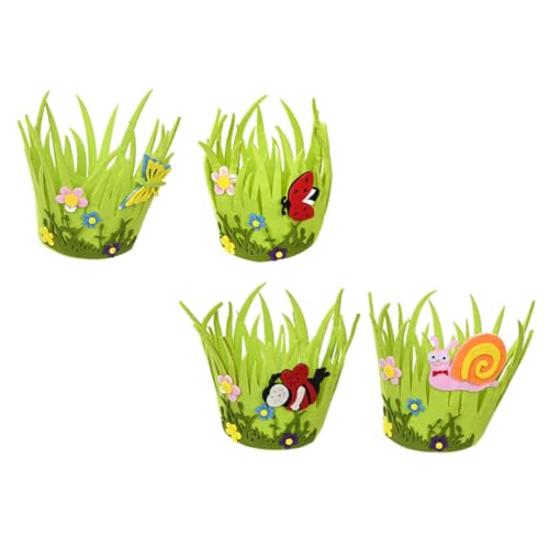 WEKADRIN 4 Piezas Cestas de Pascua de No Tejida Baskets Decorativos Coloridos para Huevos Almacenaje Práctico y Resistente para Fiesta y Regalos