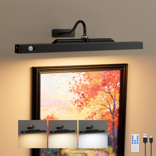 Kryoza Motion Sensor Wireless Picture Light for Wall Art, 16 Inch, Black, 1 Pack