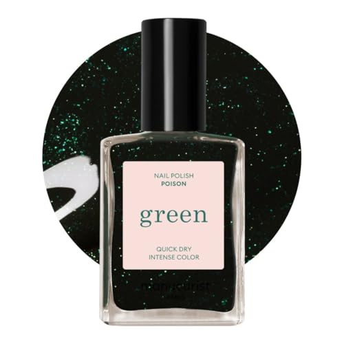 Manucurist - Green Smalto Unghie Poison - Smalto Verde con Glitter - Smalti per Unghie classico 9-Free - Vegano e di Origine Biologica (80%) - Manicure Professionale - 15ml - Nail Polish