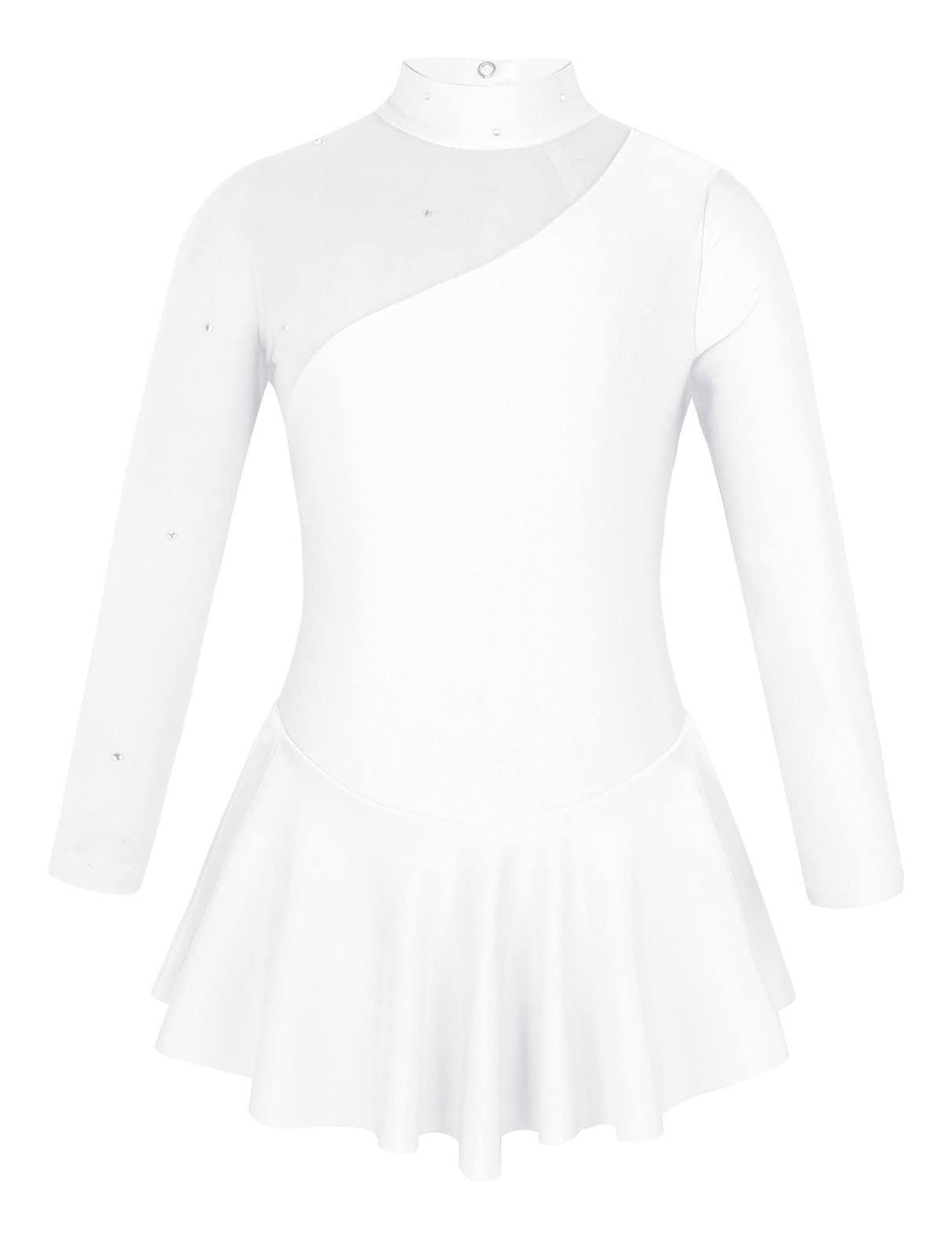 MSemis Vestido Patinaje de Manga Larga para Niña Leotardos de Danza Maillot con Falda Gimnasia Rítmica con Pedrería Brillante Disfraz de Bailarina 4-16 Años — view 27
