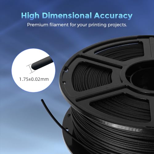 Image of FLASHFORGE Carbon Fiber PLA Filament 1.75mm, Carbon Fiber Reinforced PLA 3D Printer Filament, 1KG Spool Dimensional Accuracy + /- 0.02mm, High Strength & High Abrasion-Resistance (Black)