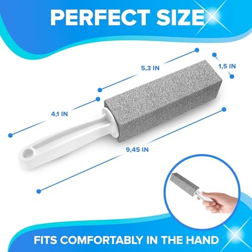 DISIWENE Pumice Cleaning Stone with Handle Toilet Bowl Cleaner Hard Water Ring Remover for Bath/Pool/Kitchen/Household Cleaning (4, 4 Pack with Handle) - 4