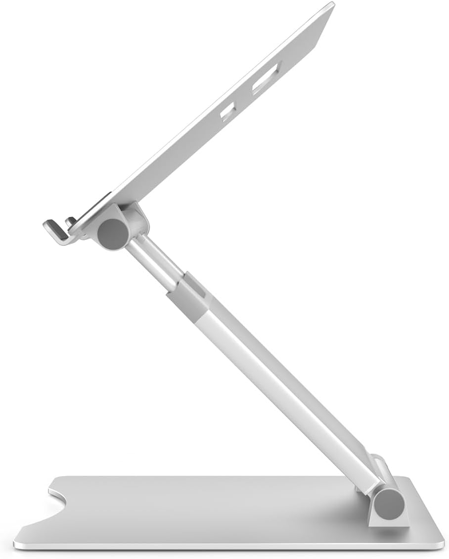 Ergonomic Laptop Riser for Desk Adjustable Height Portable Sit to Stand Design Promote Healthy Posture Neck Pain Relief Home Office Use Fits 10~17" Devices MacBook Air Pro Compatible Silver