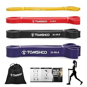 TOMSHOO Fitnessbanden, 5 stuks weerstandsbanden, elastische weerstandsbanden, 100% natuurlijke latex, fitnessband voor stretching, powerlifting, fitnessstudio, yoga, gymnastiekband, pilates voor vrouwen en mannen