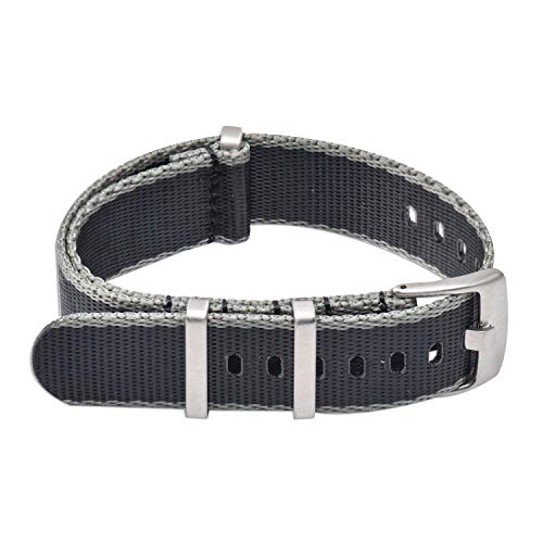 Vinband Correa Reloj Calidad Alta Lienzo Nylon Correa Relojes - 20mm, 22mm Nylon Correa Reloj con Espesar Anillo de Acero Inoxidable (20mm, Black*Gray) Cover