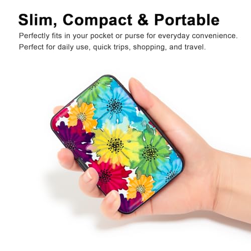 Image of Credit Card Holder, Metal Card Wallet RFID Blocking Mini Slim Aluminum Business Hard Card Case for Women Men (Motley Floral)