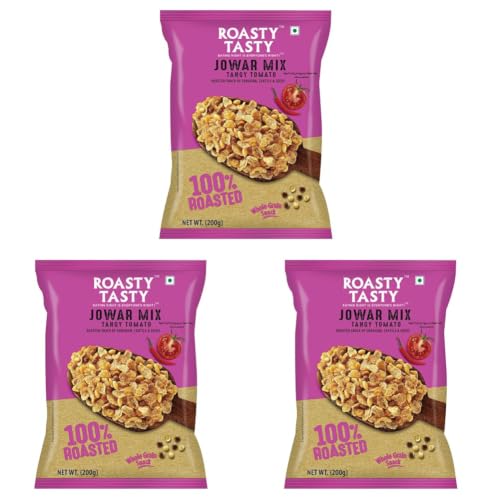 Image of Roasty Tasty Jowar Mix Tangy Tomato 200G (Pack of 6)|Healthy Snack|Crunchy Millet Snack Made With Jowar Flakes & Seeds Mix|Low Calorie Snacks|Roasted Namkeen|No Transfat Diet Mixture In Tangy Tomato Flavour