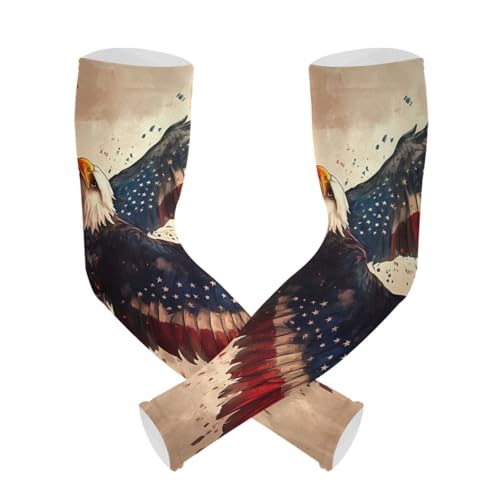 PaChyLuu Independence UV Sun Protection Arm Sleeves Cooling Compression Arm Sleeves with Thumb Hole for Men Women Golf Volleyball