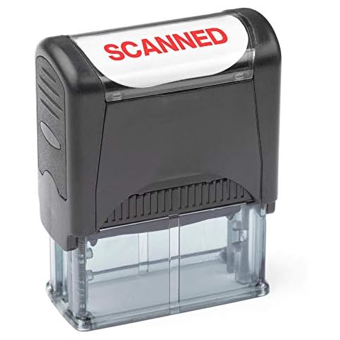 Self Inking Rubber Stamp, Refillable Red Ink Preinstalled - (9/16" x 1-1/2") (Scanned) Cover