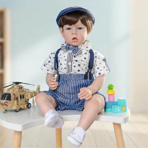 Muñeca Reborn de 28 pulgadas con cuerpo suave y ojos azules miniatura 1