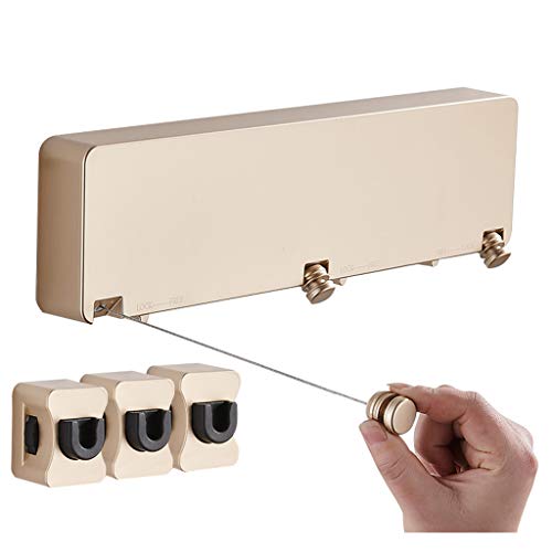 Laundry Rack, Retractable Clothes Airer Stainless Steel Clothesline Wall Mounted Clotheshorse No Drilling Bathroom Drying Racks (3 Rail/1-6 m Retractable)