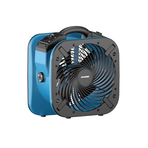 XPower Low Profile Air Mover Floor Fan Carpet Dryer Blower with Power Outlets for Water Damage Restoration Commercial Cleaning and Plumbing Use (P- 56A)