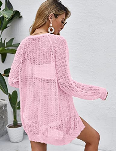 Image of Women Crochet Lightweight Cardigan Cover Up Open Front Long Sleeve Summer Cardigans