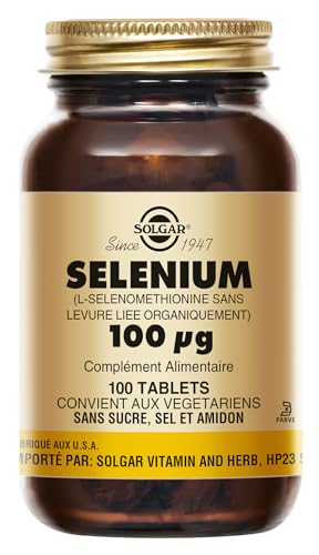 Solgar Sélénium 100 µg - Antioxydant - Contre le stress oxydatif - Beauté des ongles et des cheveux - Complément alimentaire - Flacon de 100 comprimés