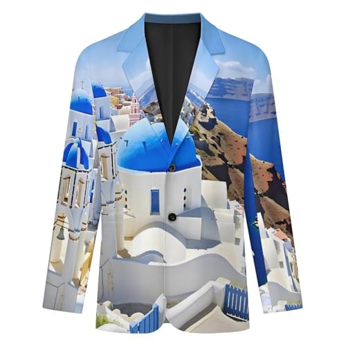 Santorini Greece Men's Casual Blazers Slim Fit Sport Coats Blazer Two Buttons Suit Jacket for Work Party4