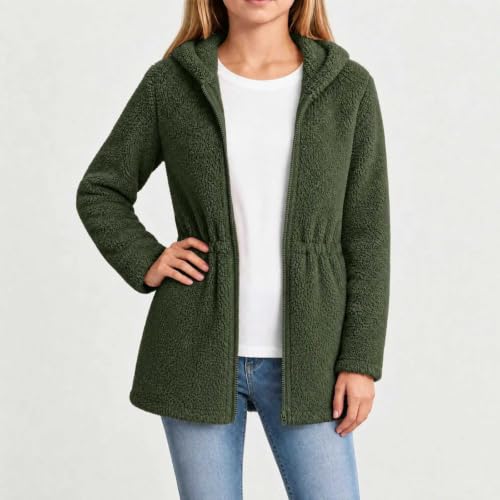 Girls Fleece Jacket Zip Up Hoodie Waist Winter Coat Fall Daily Size 4-15 - image 9