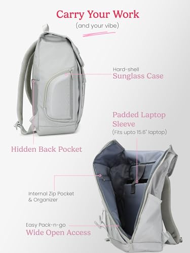 Image of Genie Skye Laptop Backpack for Girls (28L) | Versatile Office, College & Travel Laptop Backpack | Padded Laptop Sleeve | Grey