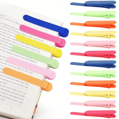 ZAVOOS 12 Pieces Automatic Bookmarks Silicone Smart Book Marks for Reading Women Men Cute Unique Book Clips Colorful Page Holder for Book Reading Lover Accessories 6 Color