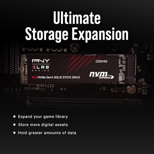 Image of PNY XLR8 Gaming CS3140 2TB PCIe Gen4 SSD - Up to 7500 /6850 MB /s, M.2 2280, 3D NAND - PS5 /PC /Laptop Upgrade for Gamers, Creators, and Heavy-Duty Setups - Internal Solid-State Drive - M280CS3140-2TB-RB