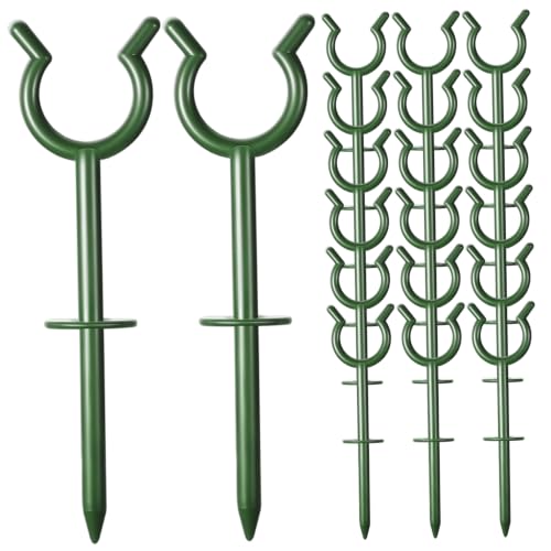 Piquets de guidage pour tuyau d'arrosage : 20 supports en U verts fixes - 2