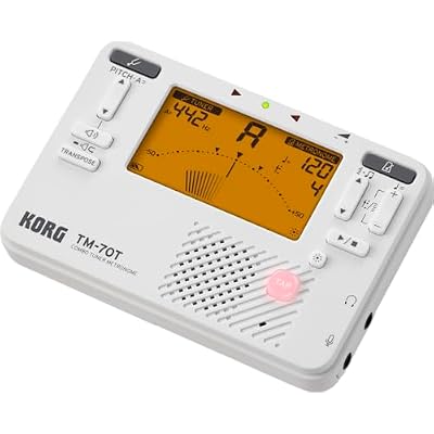 Korg TM-70T Tuner and Metronome w/ Sound Out Mode, Transpose Mode, and Chromatic Mode - White