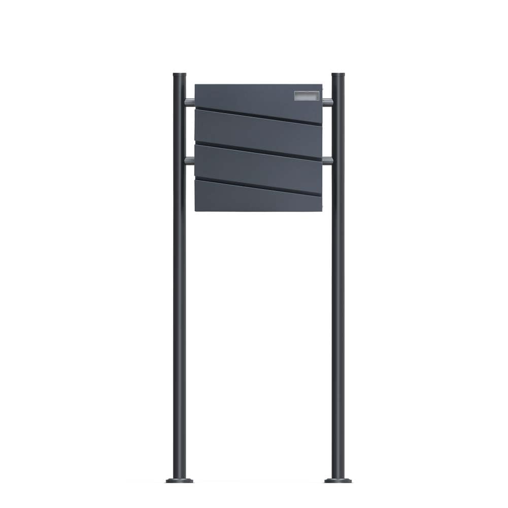 Schartec Charcoal Sbs-Spb-1 Design Standing Letter Box With Newspaper Compartment Freestanding Anthracite