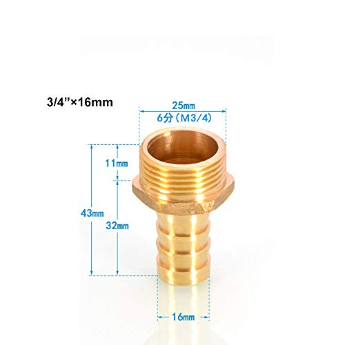 TopHomer BSP Hose Connector Brass Pipe Fitting 6mm Barb x G1/4 Male - Image 3