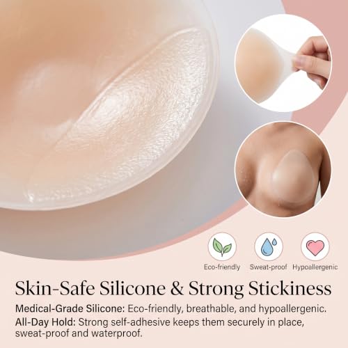 Image of Breathable Nipple Covers for Women,Teardrop Breast Lift Pasties with Air Holes,Reusable for Summer Strapless Backless
