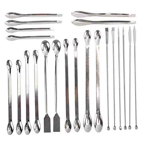 Spatules de laboratoire en acier inoxydable : lot de 22 pièces pour poudres et chimie